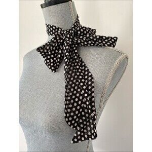Source Unknown Black Skinny Sheer Polka Dot Tie Scarf Belt Versatile Chic 2 x 73